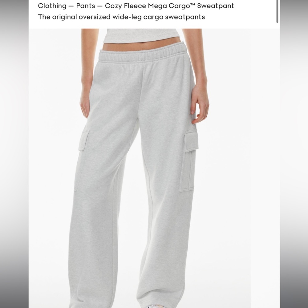 Aritzia Heather Cloud White Mega cargo sweatpants